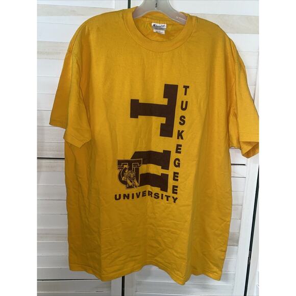 90s Y2K Champion Tuskegee University Yellow T-Shirt Mens Short Sleeve X-Large - Picture 1 of 7